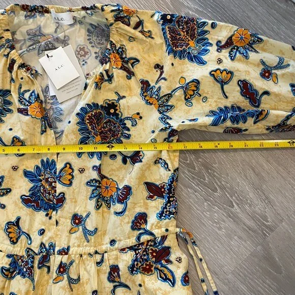 A.L.C Myra Women's Floral Long Sleeve V-Neck Mini Dress. Apricot. Size 4. Cute - Picture 13 of 15